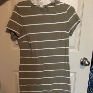 Green & white striped women’s dress